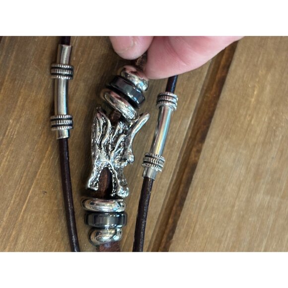 Dragon Claw Leather Bracelet With Stainless Steel Clasp - Picture 6 of 8